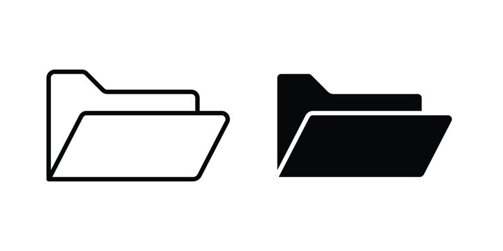 File Folder icon. line and filled black pictograms.