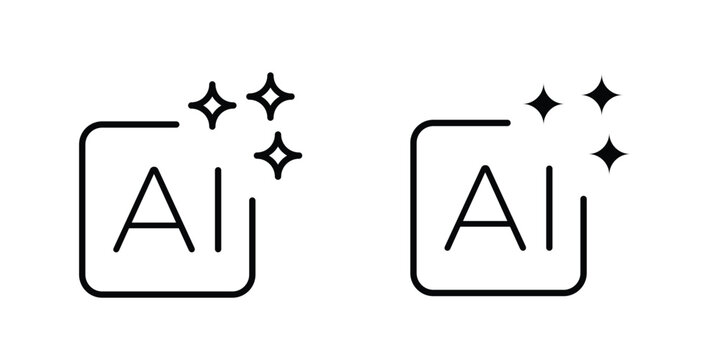 Generative Ai icon. line and filled black pictograms.