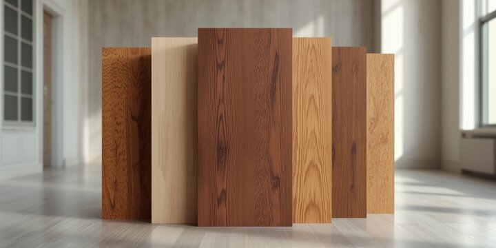 Wood finish variety on melamine faced blockboard tailored for furniture fabrication and interior design