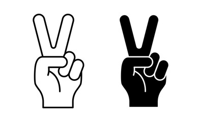 Obraz premium Two peace hand gestures side by side