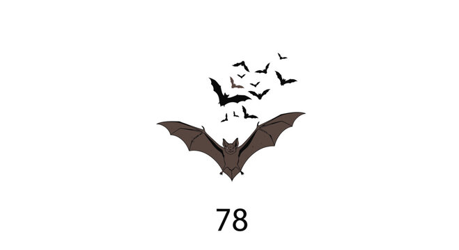Flock of Bats Flying, Halloween Night, Spooky Creature Silhouette