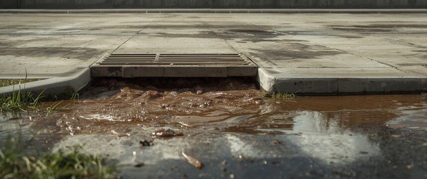 Turbid slurry flowing out from drainage storm grate