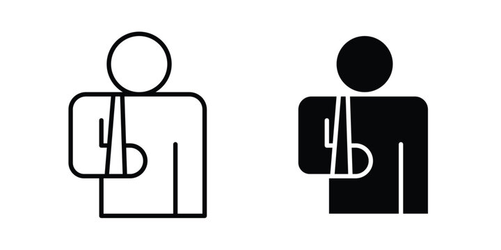 Injured man icon. line and filled black pictograms.