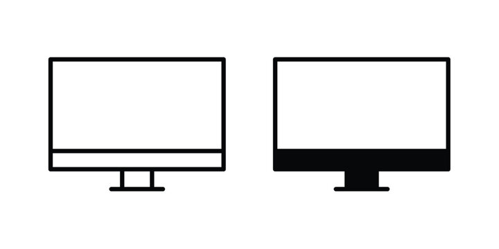 LCD Screen icon. line and filled black pictograms.