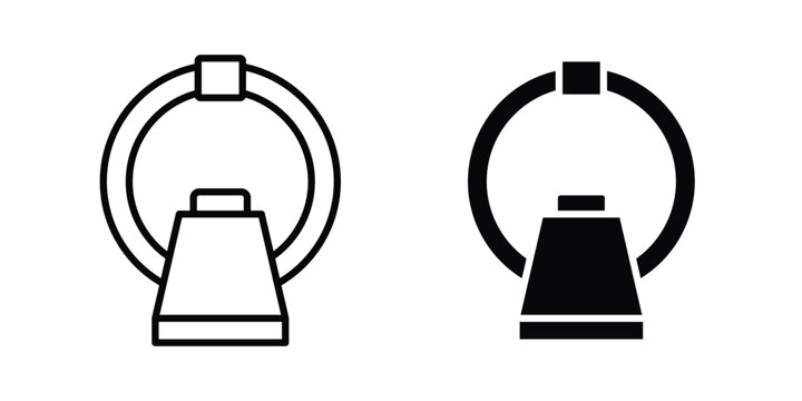 MRI scanner icon. line and filled black pictograms.