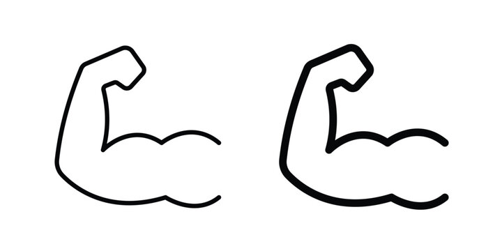 Muscle icon. line and filled black pictograms.