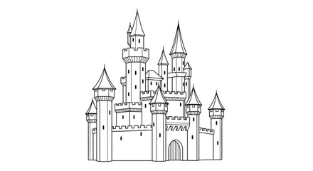 Medieval Castle Architecture Design Element. © Hua