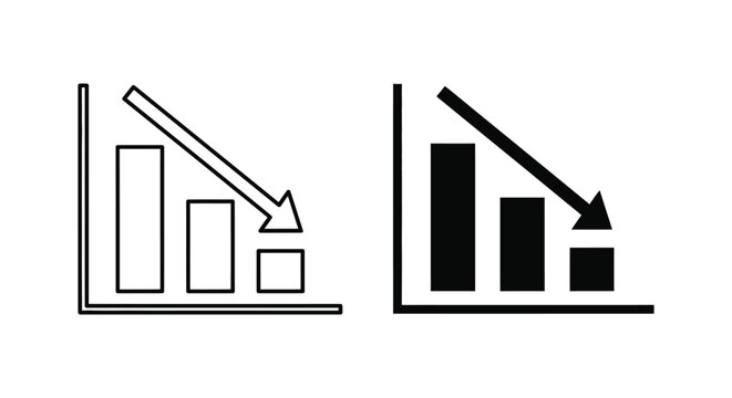 Downward trend charts with bar graphs and arrows