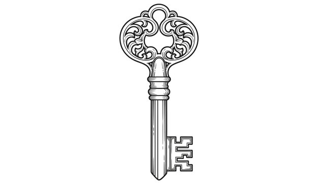 Old antique skeleton key closeup.