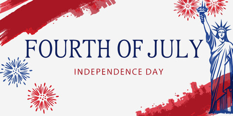 Statue Of Liberty And Fireworks Patriotic Fourth Of July Illustration © Raben