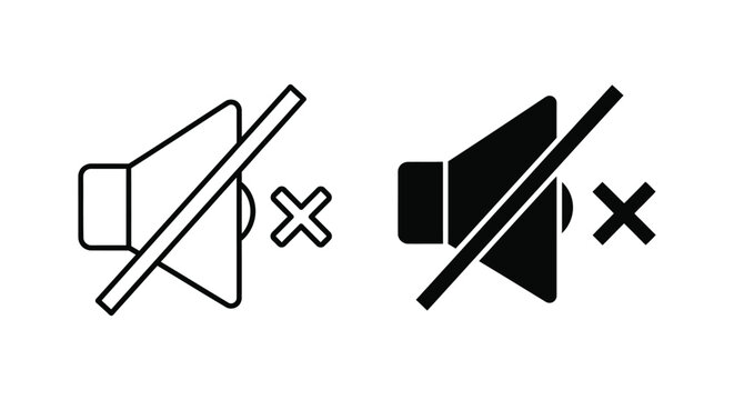 Muted speaker icon with slash and cross symbols