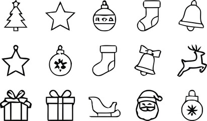 Christmas themed flat icons collection featuring stars ornaments stockings and reindeer on a white background holiday © Md. Hafizul Islam
