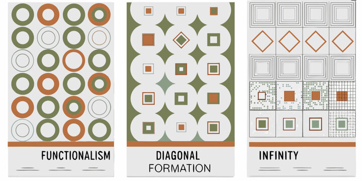 Geometric Pattern With Circles Squares And Diamonds Swiss Style Design