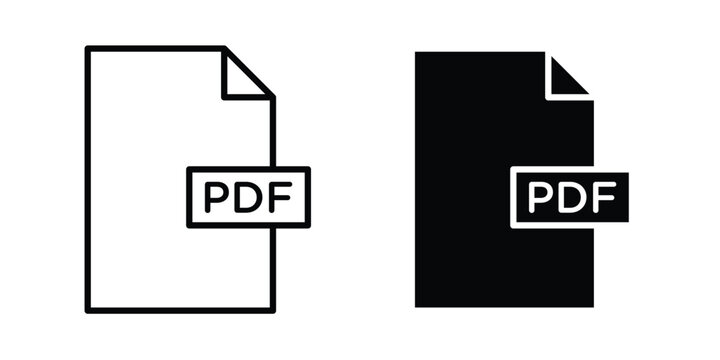 PDF file icon. line and filled black pictograms.