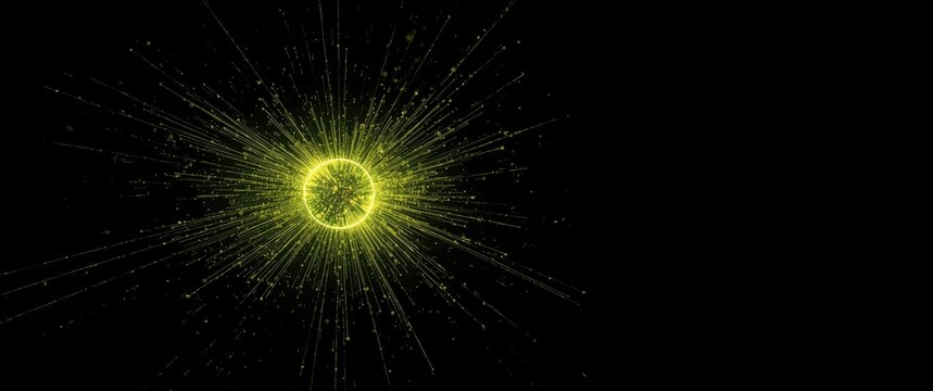 Visualization of radioactive Uranium fission on black surface releasing gamma rays and neutrons