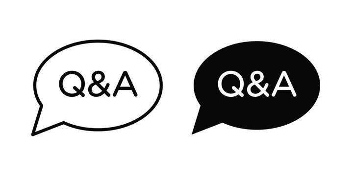 QNA icon. line and filled black pictograms.
