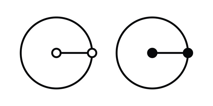 Radius icon. line and filled black pictograms.
