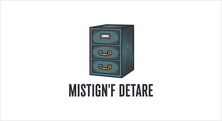 Vintage Metal Filing Cabinet with Three Drawers. © Khoirur
