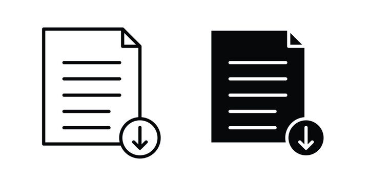 Save file icon. line and filled black pictograms.