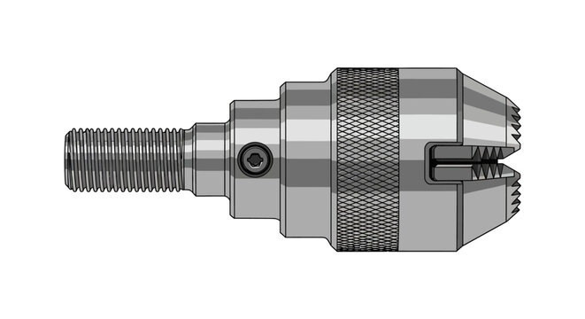 Metal drill chuck with screw thread.