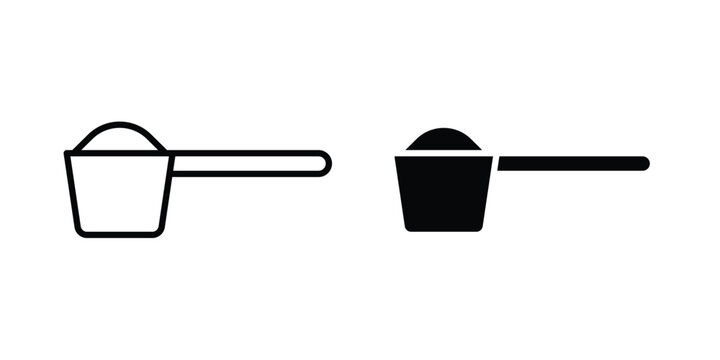 Scoop icon. line and filled black pictograms.