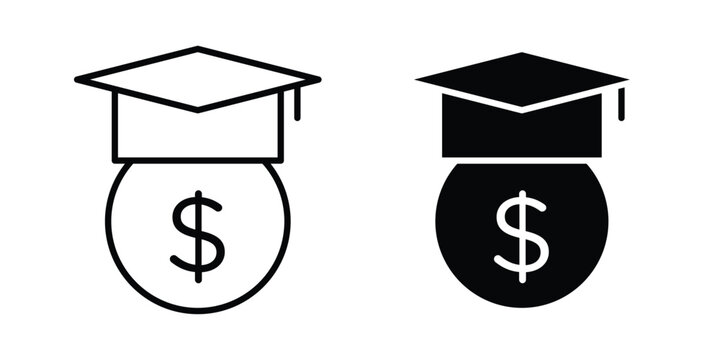 School fees icon. line and filled black pictograms.