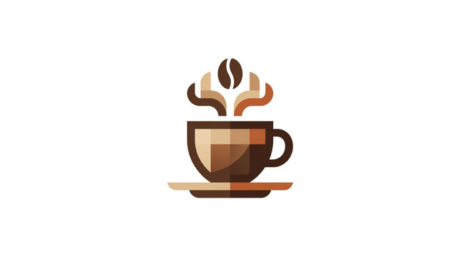 A steaming cup of coffee with coffee beans on top.