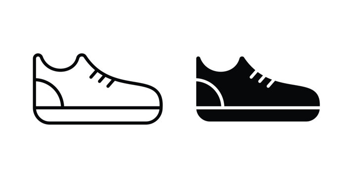 Shoes icon. line and filled black pictograms.