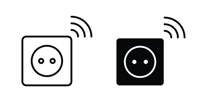 smart Plug icon. line and filled black pictograms.