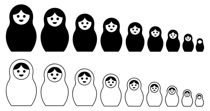 matryoshka doll icon set