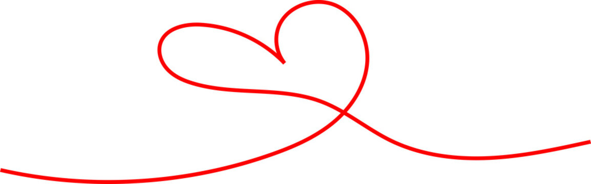 Heart Shape Red Line Isolated Cutout on transparent background