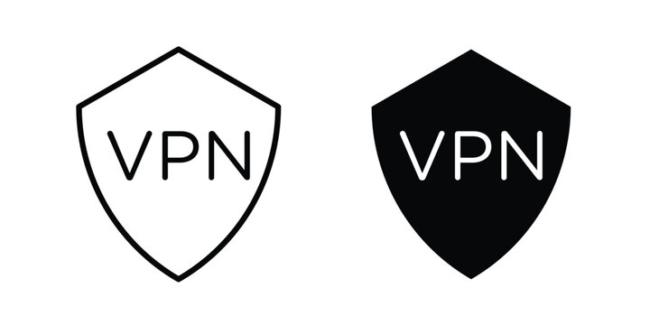 Vpn icon. line and filled black pictograms.