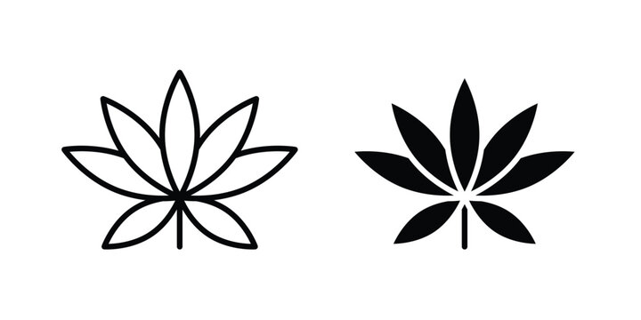 Weed icon. line and filled black pictograms.