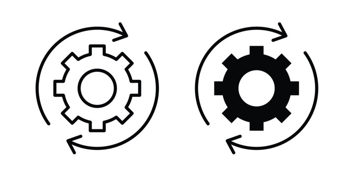 Workflow icon. line and filled black pictograms.