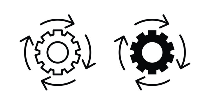 Workflow icon. line and filled black pictograms.