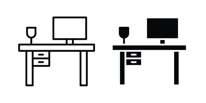 Workspace icon. line and filled black pictograms.