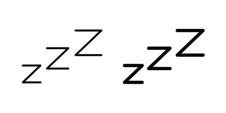 Zzz icon. line and filled black pictograms.