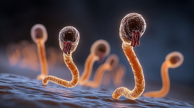 Microscopic view of virus pathogens and dangerous infection particles