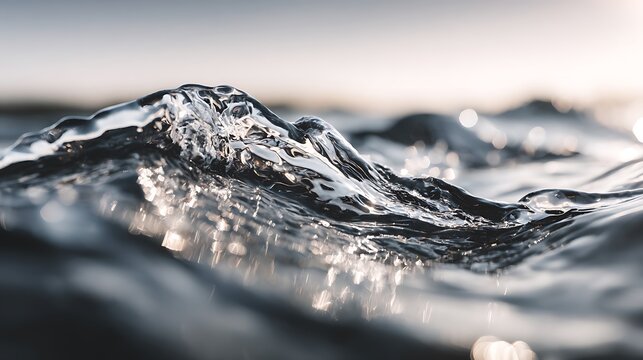 Close up of dark blue sea wave foam in stormy ocean