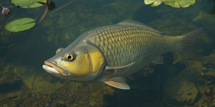 Healthy Rohu Fish in Controlled Aquaculture Pond
