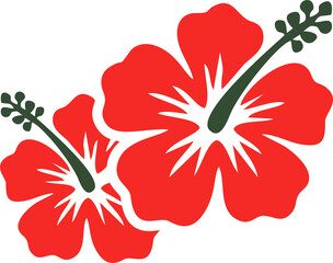 Tropical Red Hibiscus Flowers Graphic Element © artKULO