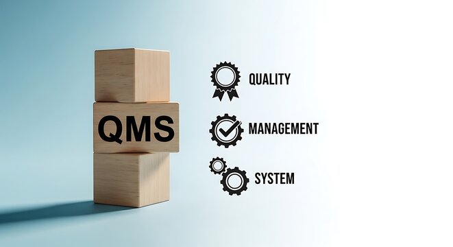 Wooden blocks with qms text and management system