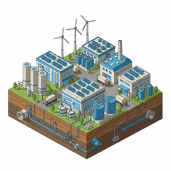 Fototapeta premium Industrial factory with solar panels.
