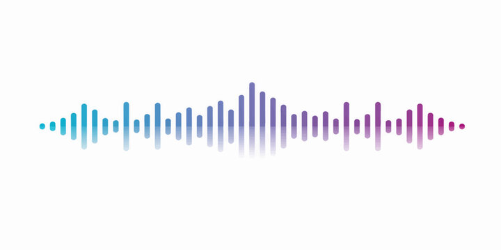 Sound wave music notes vector background with audio equalizer graph digital technology blue waveform design