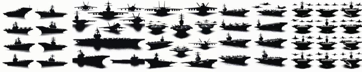 Vector set image silhouette of aircraft carrier © FirdianKrisna