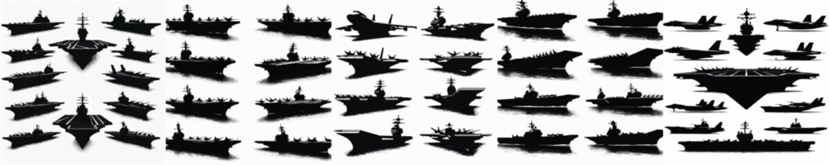 Vector set image silhouette of aircraft carrier © FirdianKrisna