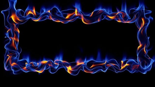 Rectangular frame made of controlled plasma flames  edges flicker inward and outward 