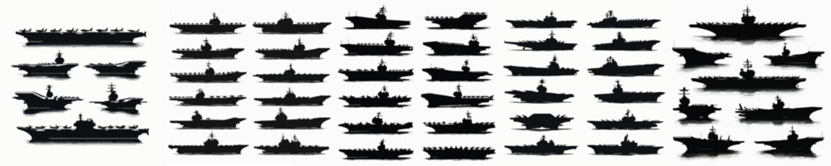 Vector set image silhouette of aircraft carrier © FirdianKrisna