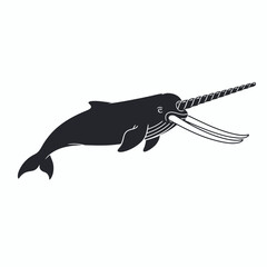 A simple black silhouette of a swimming arctic sea creature © Frost