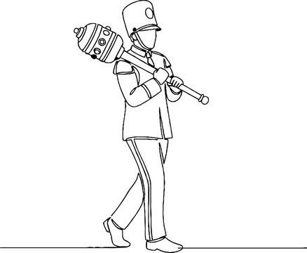 Illustration of a Marching Band Drum Major Leading.